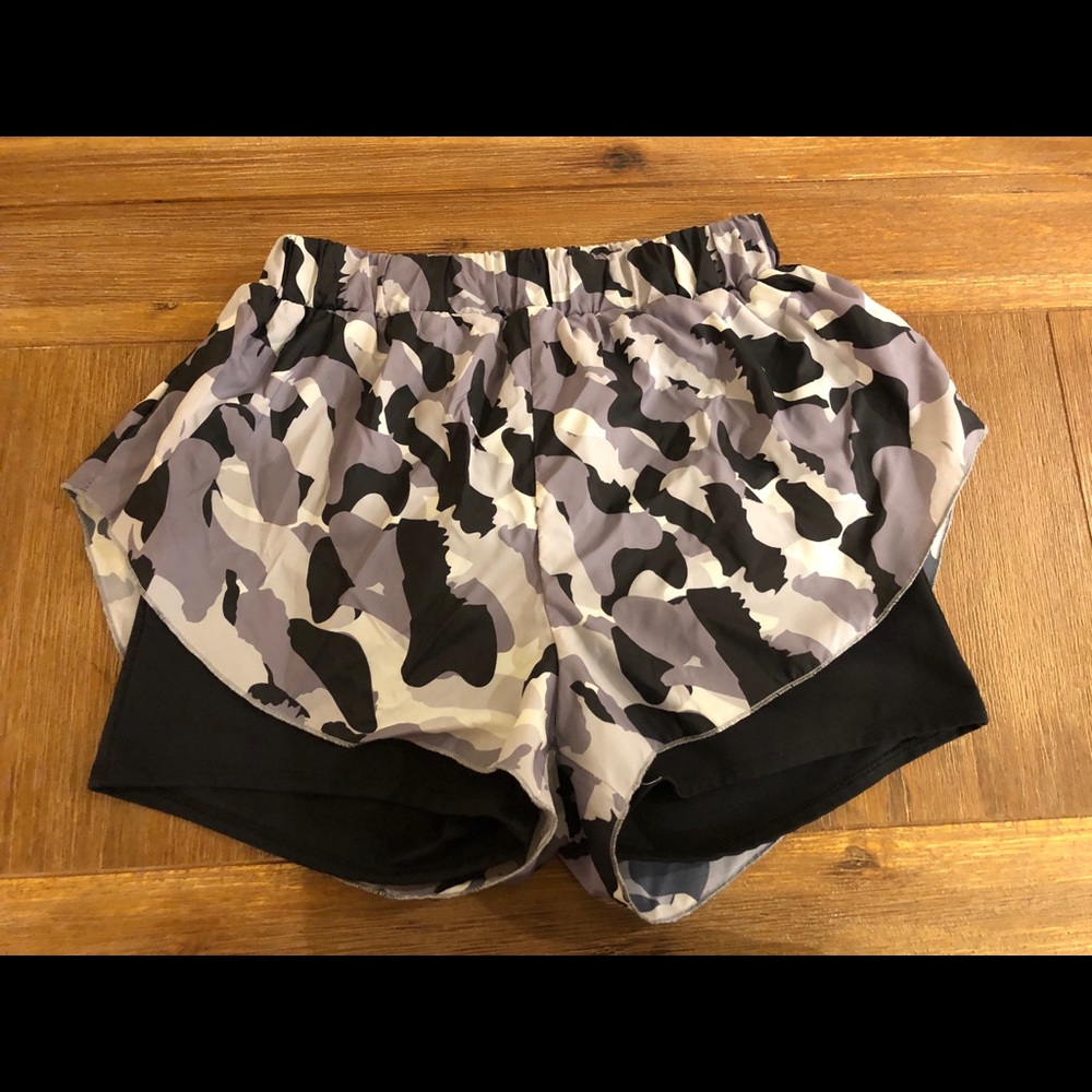 Black, White and Gray Camo Style Shorts.